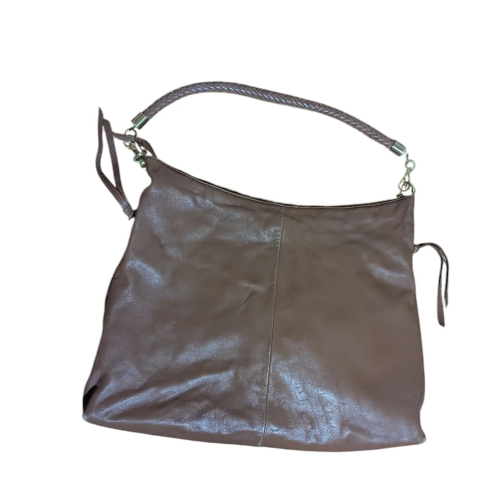 Soft Vegan Leather Braided Handle Slouchy Light Brown conceal And Carry Bag